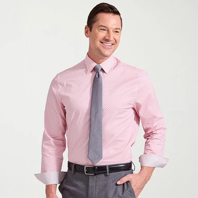Nick Graham Mens Spread Collar Long Sleeve Stretch Fabric Shirt + Tie Set