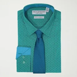 Nick Graham Mens Spread Collar Long Sleeve Shirt + Tie Set