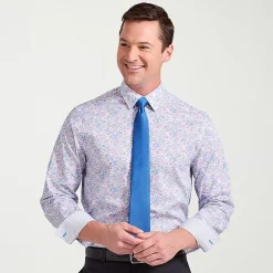 Nick Graham Mens Spread Collar Long Sleeve Stretch Fabric Shirt + Tie Set