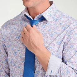 Nick Graham Mens Spread Collar Long Sleeve Stretch Fabric Shirt + Tie Set