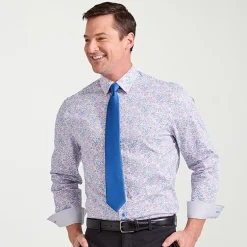 Nick Graham Mens Spread Collar Long Sleeve Stretch Fabric Shirt + Tie Set