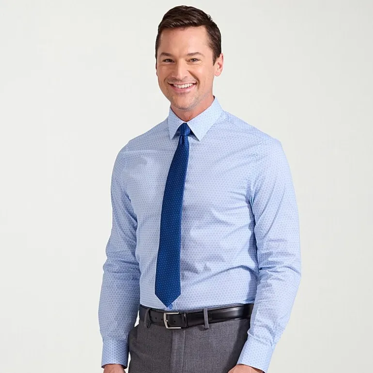 Nick Graham Mens Spread Collar Long Sleeve Stretch Fabric Shirt + Tie Set