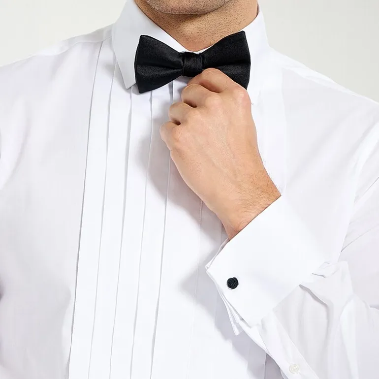 Nick Graham Tuxedo Mens Spread Collar Long Sleeve Stretch Fabric Shirt + Tie Set