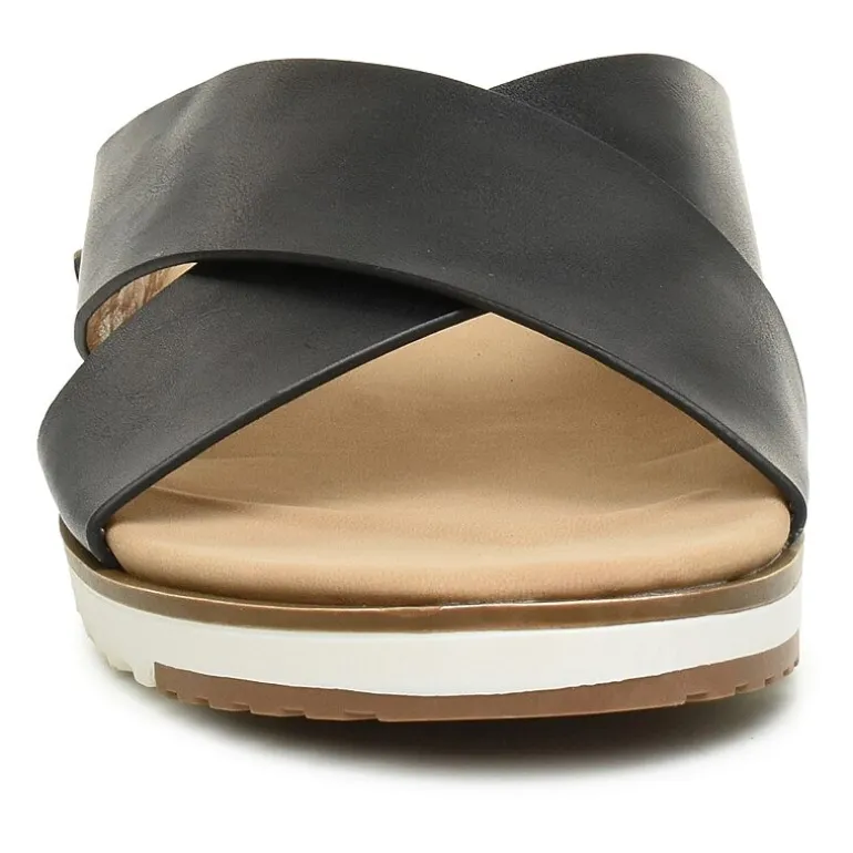 Nicole Miller Womens Fencie Criss Cross Strap Flat Sandals