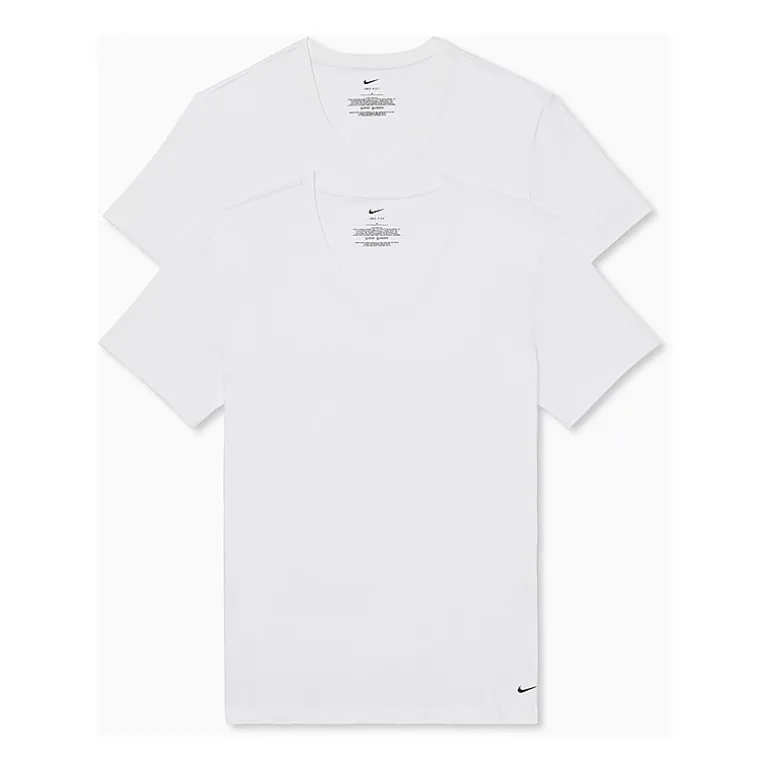 Nike All Day Cotton Stretch Mens 2 Pack Short Sleeve V Neck Moisture Wicking T-Shirt