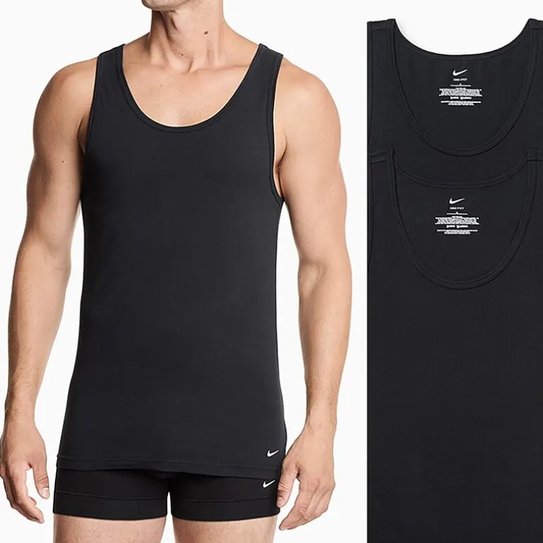Nike All Day Cotton Stretch Mens U Neck Sleeveless 2 Pack Tank