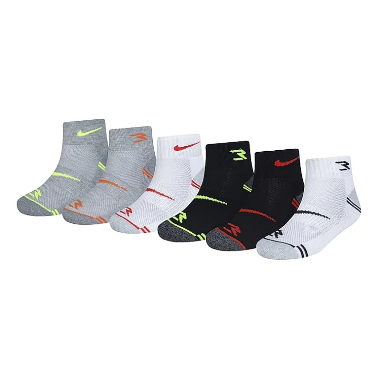 Nike 3BRAND by Russell Wilson Big Kid Boys Multi-Pack 6 Pair Quarter Ankle Socks