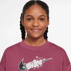 Nike Club Big Kid Girls Crew Neck Fleece Long Sleeve Sweatshirt