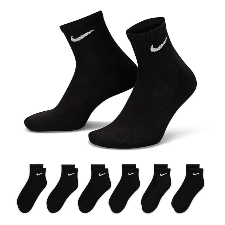 Nike Everyday Cushioned Unisex Adult Multi-Pack 6 Pair Quarter Ankle Socks