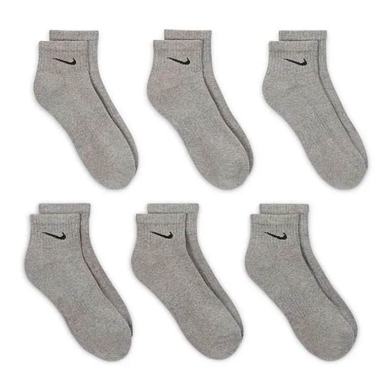 Nike Everyday Cushioned Unisex Adult Multi-Pack 6 Pair Quarter Ankle Socks