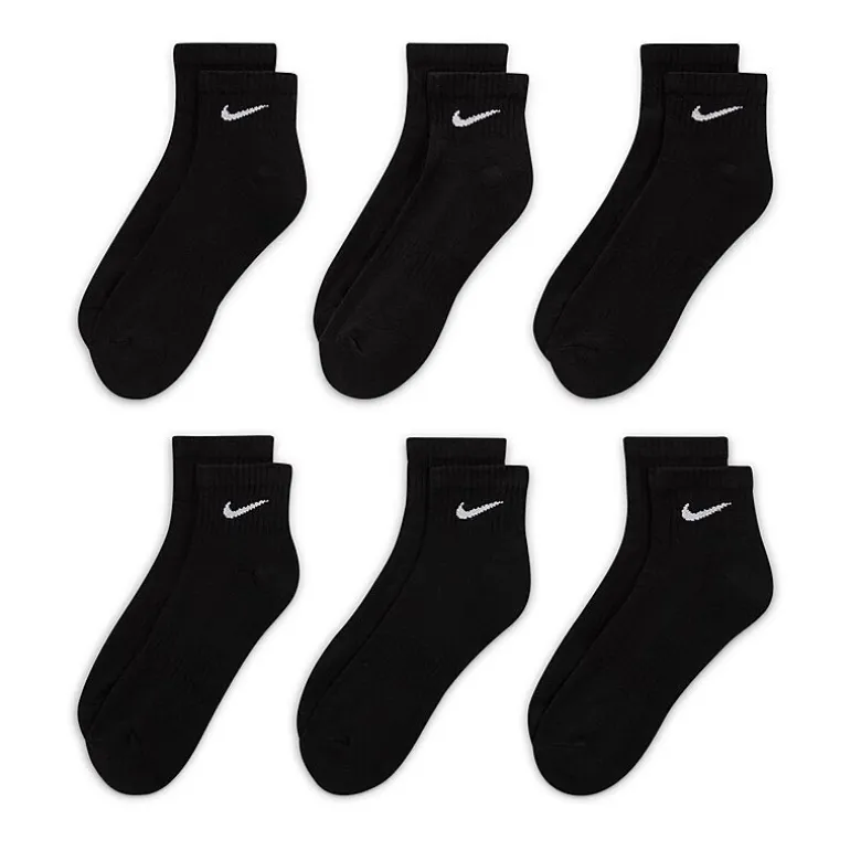 Nike Everyday Cushioned Unisex Adult Multi-Pack 6 Pair Quarter Ankle Socks