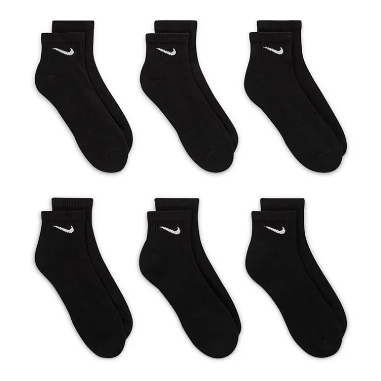 Nike Everyday Cushioned Unisex Adult Multi-Pack 6 Pair Quarter Ankle Socks