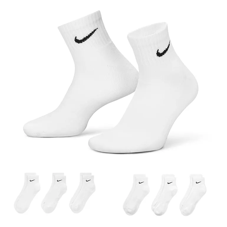 Nike Everyday Cushioned Unisex Adult Multi-Pack 6 Pair Quarter Ankle Socks
