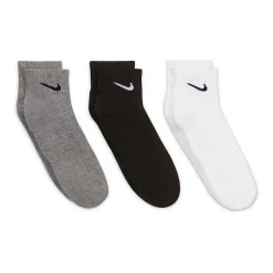 Nike Everyday Cushioned Unisex Adult Multi-Pack 3 Pair Quarter Ankle Socks