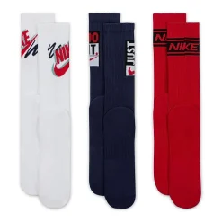 Nike Everyday Plus Athletic Unisex Adult 3 Pair Crew Socks