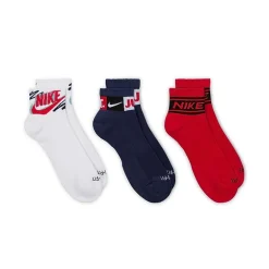 Nike Everyday Plus Athletic Unisex Adult Multi-Pack 3 Pair Quarter Ankle Socks