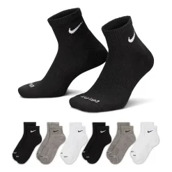 Nike Everyday Plus Cushioned Unisex Adult Breathable Multi-Pack 6 Pair Quarter Ankle Socks