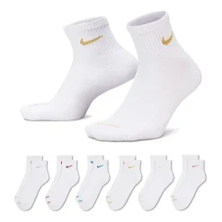 Nike Everyday Plus Cushioned Unisex Adult Breathable Multi-Pack 6 Pair Quarter Ankle Socks