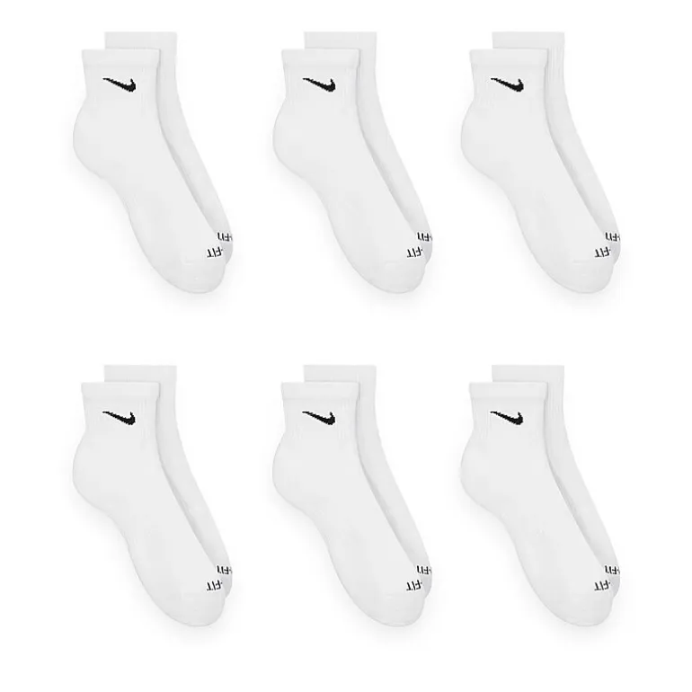 Nike Everyday Plus Cushioned Unisex Adult Breathable Multi-Pack 6 Pair Quarter Ankle Socks