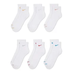 Nike Everyday Plus Cushioned Unisex Adult Breathable Multi-Pack 6 Pair Quarter Ankle Socks