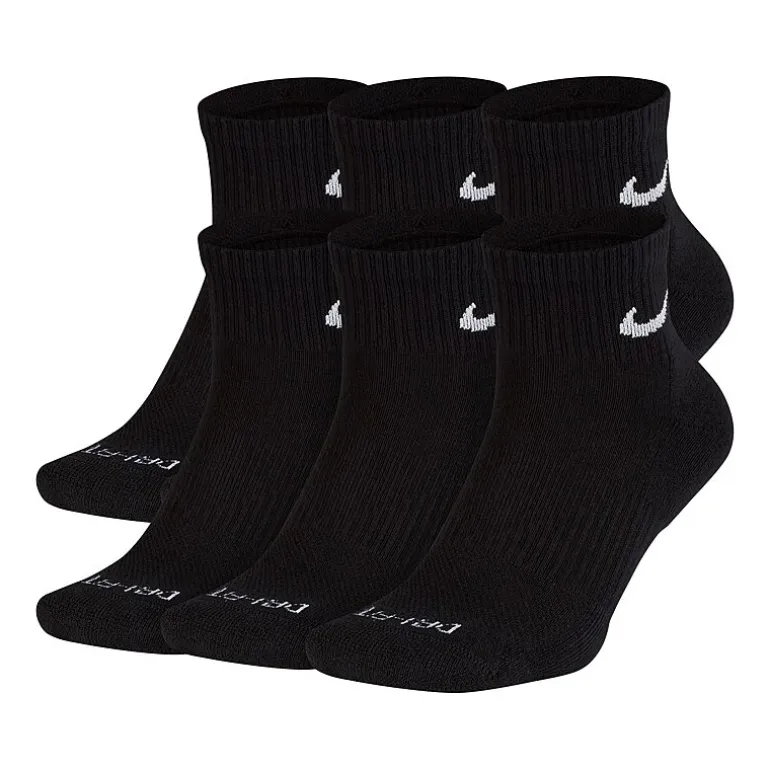 Nike Everyday Plus Cushioned Unisex Adult Breathable Multi-Pack 6 Pair Quarter Ankle Socks