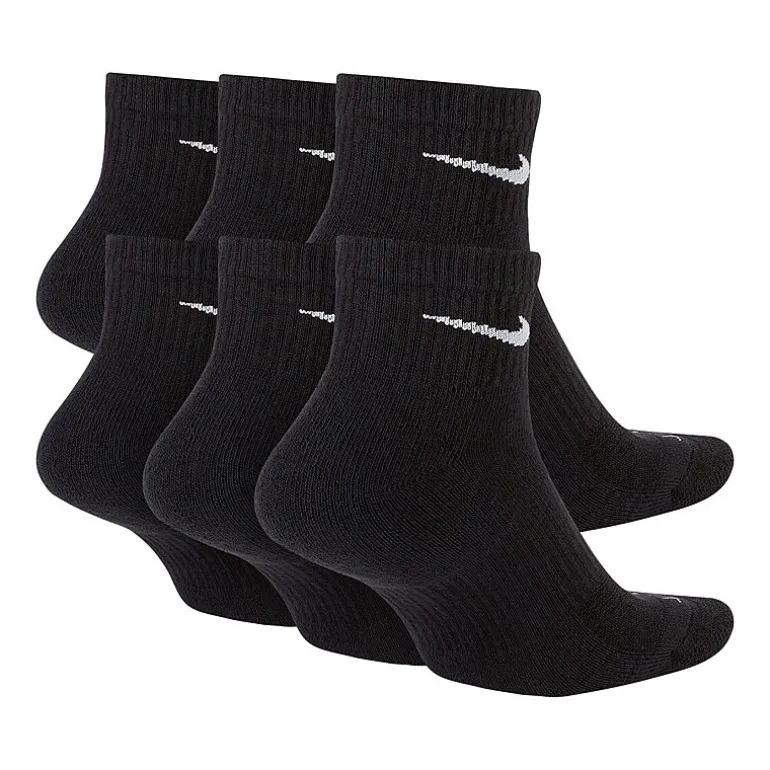 Nike Everyday Plus Cushioned Unisex Adult Breathable Multi-Pack 6 Pair Quarter Ankle Socks