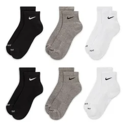 Nike Everyday Plus Cushioned Unisex Adult Breathable Multi-Pack 6 Pair Quarter Ankle Socks