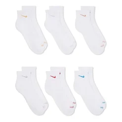 Nike Everyday Plus Cushioned Unisex Adult Breathable Multi-Pack 6 Pair Quarter Ankle Socks