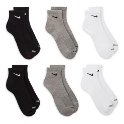 Nike Everyday Plus Cushioned Unisex Adult Breathable Multi-Pack 6 Pair Quarter Ankle Socks