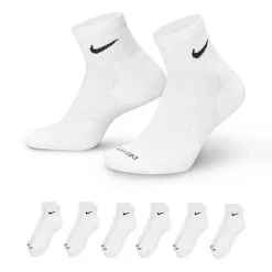 Nike Everyday Plus Cushioned Unisex Adult Breathable Multi-Pack 6 Pair Quarter Ankle Socks