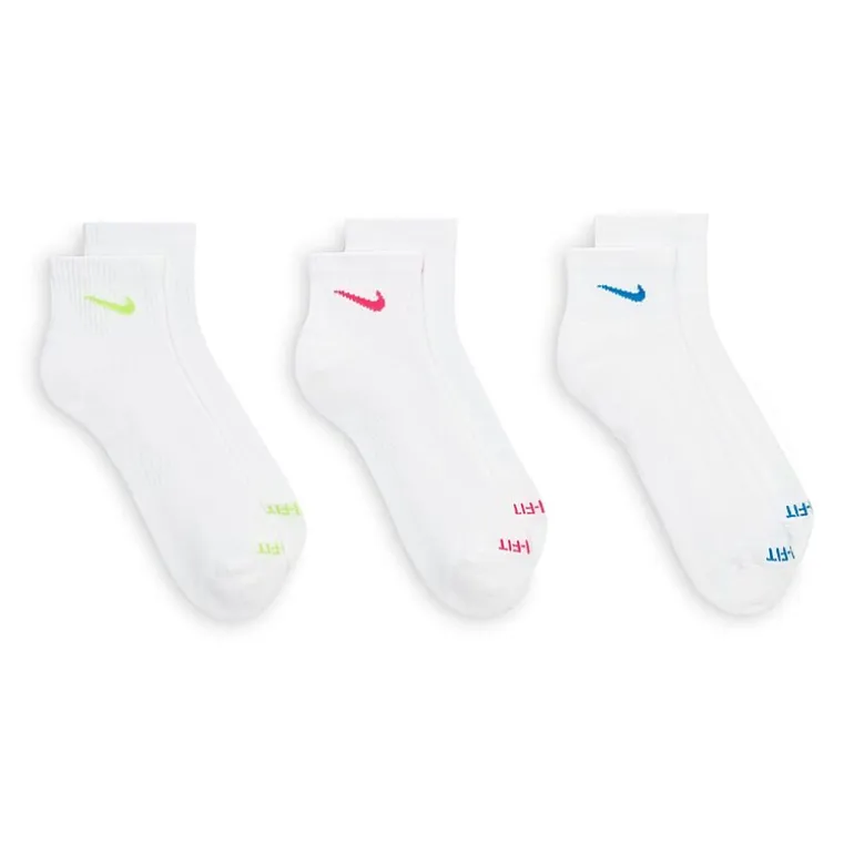 Nike Everyday Plus Cushioned Unisex Adult Breathable Multi-Pack 3 Pair Quarter Ankle Socks