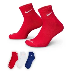 Nike Everyday Plus Cushioned Unisex Adult Breathable Multi-Pack 3 Pair Quarter Ankle Socks