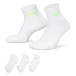 Nike Everyday Plus Cushioned Unisex Adult Breathable Multi-Pack 3 Pair Quarter Ankle Socks