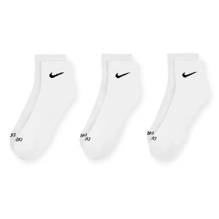 Nike Everyday Plus Cushioned Unisex Adult Breathable Multi-Pack 3 Pair Quarter Ankle Socks