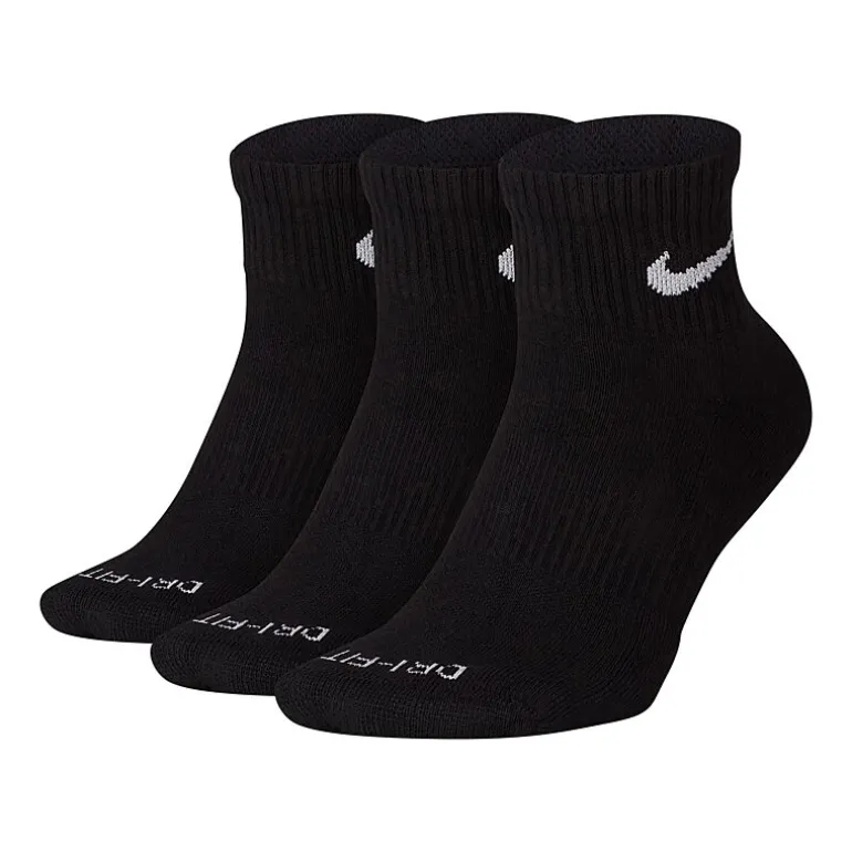 Nike Everyday Plus Cushioned Unisex Adult Breathable Multi-Pack 3 Pair Quarter Ankle Socks