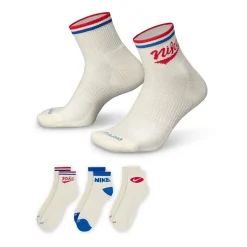 Nike Everyday Plus Throwback Unisex Adult Breathable Multi-Pack 3 Pair Quarter Ankle Socks