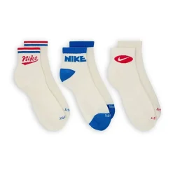 Nike Everyday Plus Throwback Unisex Adult Breathable Multi-Pack 3 Pair Quarter Ankle Socks