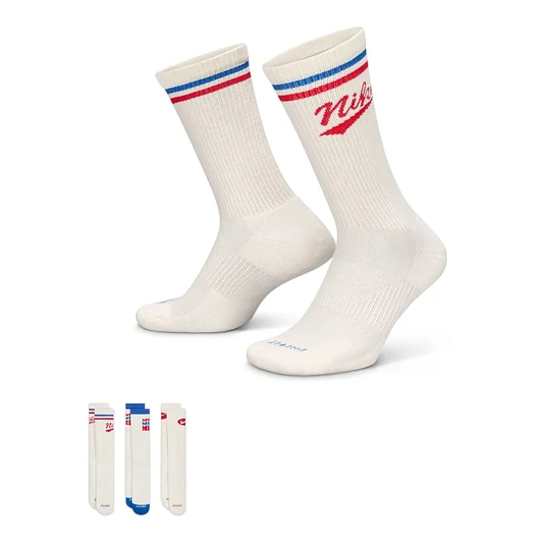 Nike Everyday Plus Throwback Unisex Adult 3 Pair Crew Socks