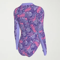Nike Little & Big Kid Girls Floral Long Sleeve One Piece Swimsuit