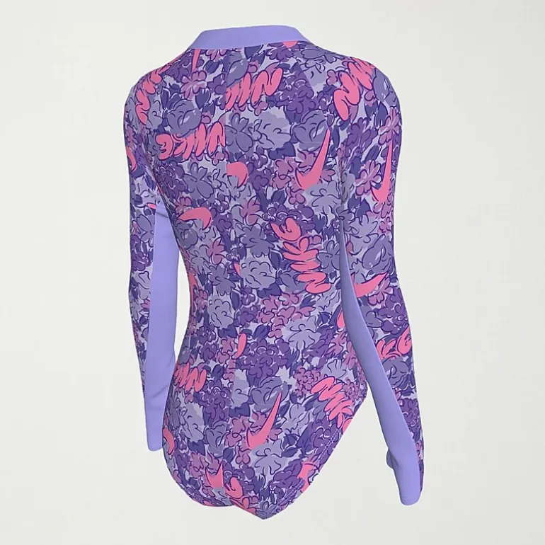 Nike Little & Big Kid Girls Floral Long Sleeve One Piece Swimsuit