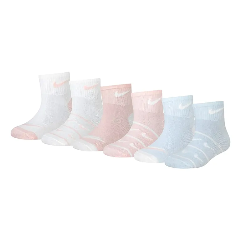 Nike Little Girls Multi-Pack 3 Pair Quarter Ankle Socks