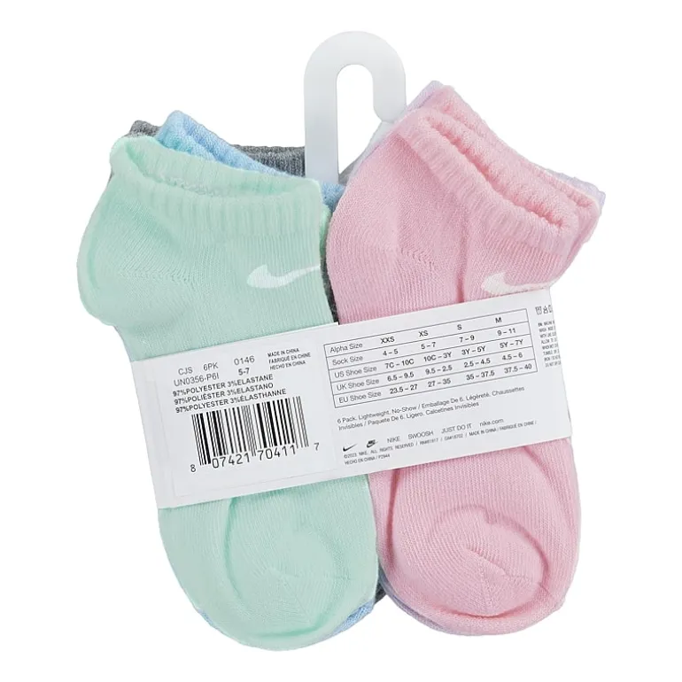 Nike Little Girls Multi-Pack 6 Pair Low Cut Socks