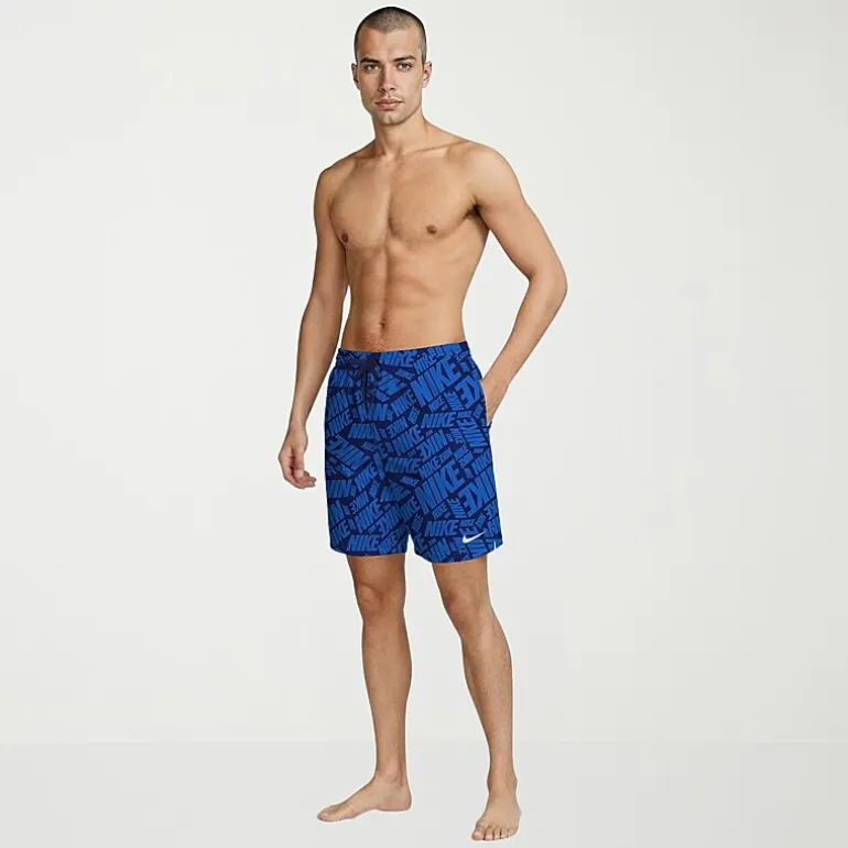 Nike Mens Drawstring Waist 7" Logo Swim Trunks