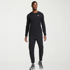 Nike Sportswear Club Mens Crew Neck Long Sleeve Quick Dry Embroidered Active T-Shirt