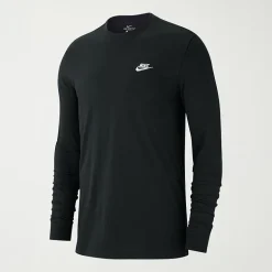 Nike Sportswear Club Mens Crew Neck Long Sleeve Quick Dry Embroidered Active T-Shirt