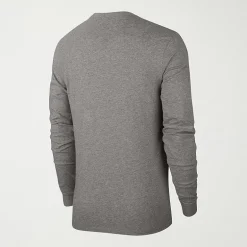 Nike Sportswear Club Mens Crew Neck Long Sleeve Quick Dry Embroidered Active T-Shirt