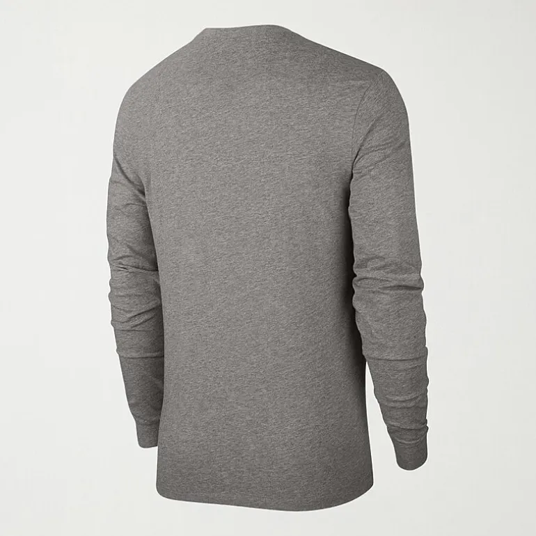 Nike Sportswear Club Mens Crew Neck Long Sleeve Quick Dry Embroidered Active T-Shirt