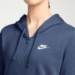 Nike Womens Long Sleeve Embroidered Fleece Lined Lined Fleece Zipper Active Hoodie