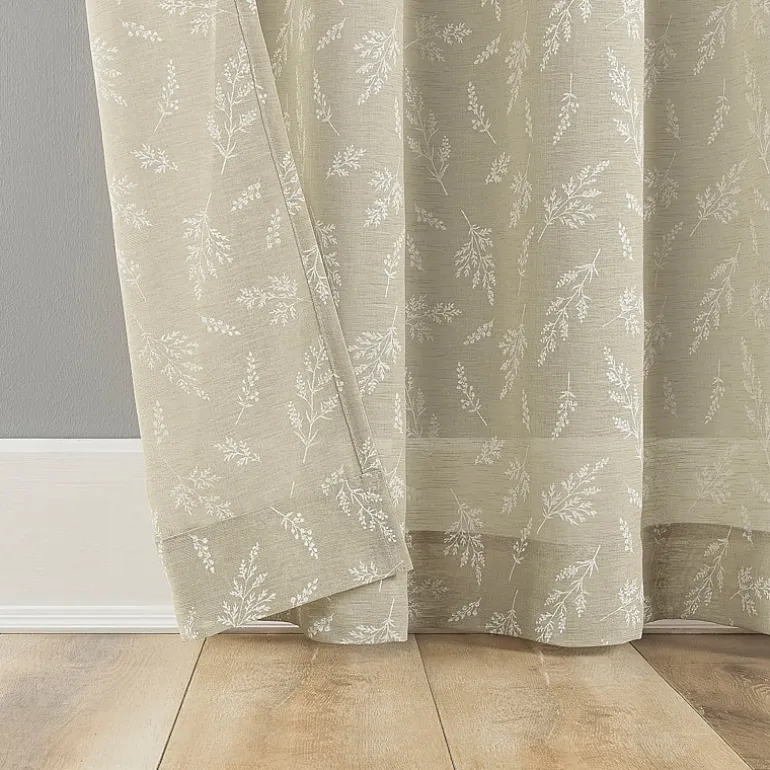 No 918 Briarwood Delicate Leaf Textured Rod Pocket Light-Filtering Single Curtain Panel