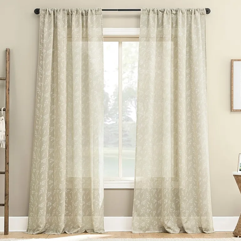 No 918 Briarwood Delicate Leaf Textured Rod Pocket Light-Filtering Single Curtain Panel